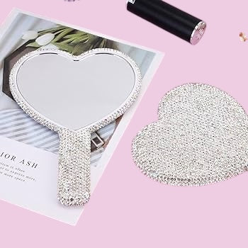 Handheld Heart Mirror in Silver